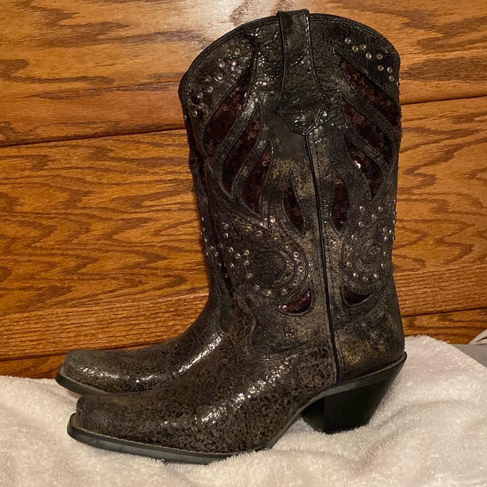 Durango Boots Cowgirl Western Distressed Sequin Rhinestone  Size 8